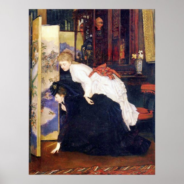 Young Women Looking At Japanese Objects Poster (Front)