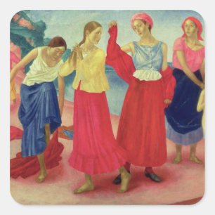Young Women on the Volga, 1915 Square Sticker