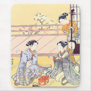 Young Women Playing Kitsune-ken Mouse Pad