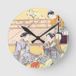 Young Women Playing Kitsune-ken Round Clock