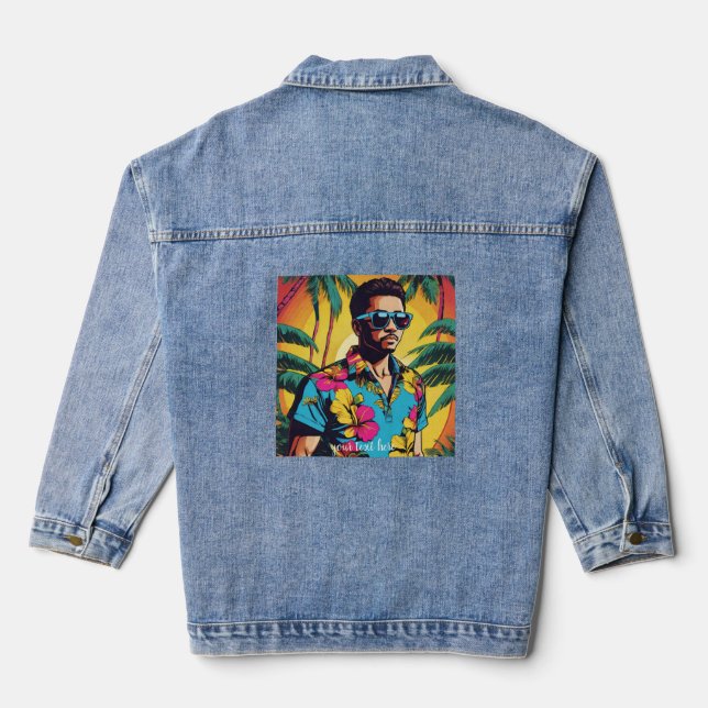 younger hawaian men denim jacket (Back)