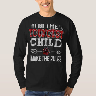 Youngest Child  I Make The Rules Red Plaid Buffalo T-Shirt