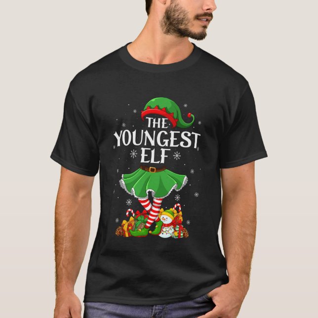 Youngest Elf Christmas Family Elf Squad Xmas Girls T-Shirt (Front)