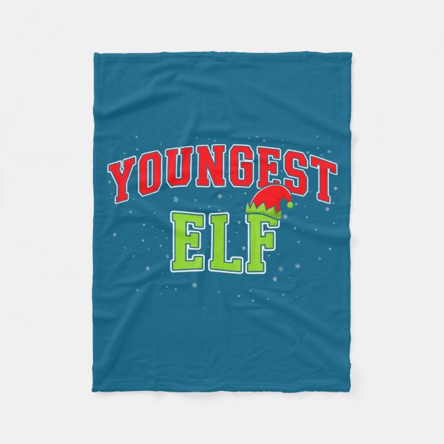 Youngest Elf Christmas Family Matching Group Xmas  Fleece Blanket (Front)