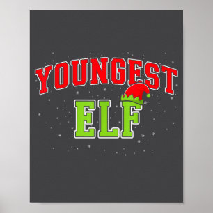 Youngest Elf Christmas Family Matching Group Xmas  Poster