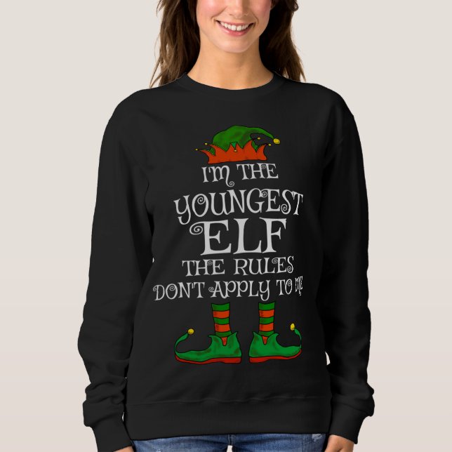 Youngest Elf Family Matching Funny Christmas Sweatshirt (Front)