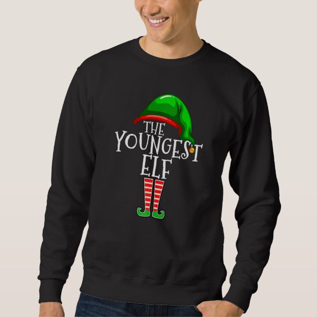 Youngest Elf  Family Matching Group Christmas Sweatshirt (Front)