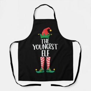Youngest Elf Matching Family Christmas Party Apron