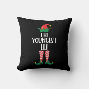 Youngest Elf Matching Family Christmas Party Cushion
