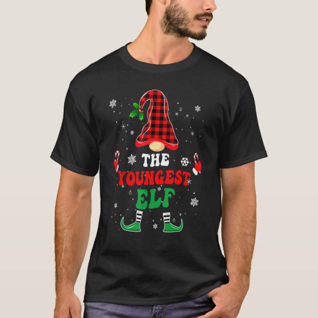 Youngest Elf Shirts Matching Group Christmas Pajam (Front)