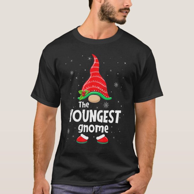 Youngest Gnome Matching Family Group Christmas Par T-Shirt (Front)
