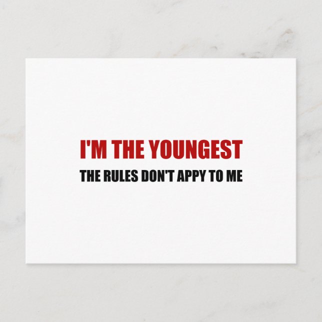 Youngest Rules Dont Apply Postcard (Front)