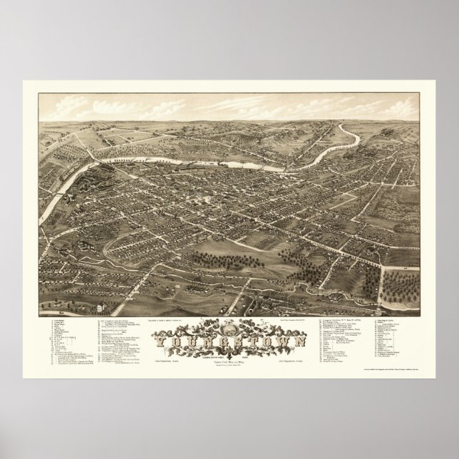Youngstown, OH Panoramic Map - 1882 Poster (Front)