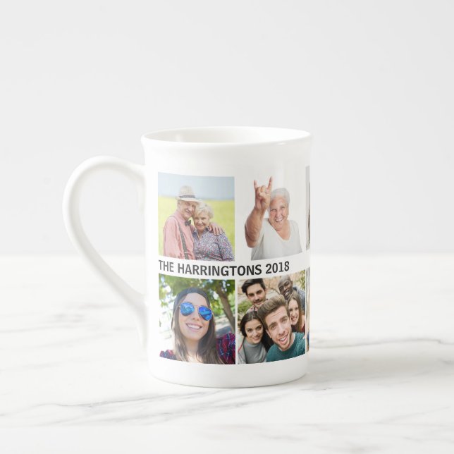 YOUR 10 Photos & Text bone china mug (Left)