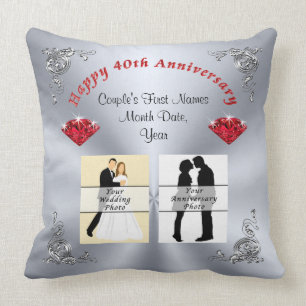 Your 1 or 2 Photo Ruby Wedding Anniversary Gifts Cushion