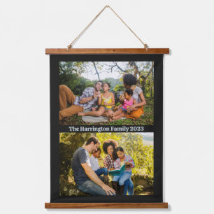 YOUR 2 Photos and Text Custom Hanging Tapestry
