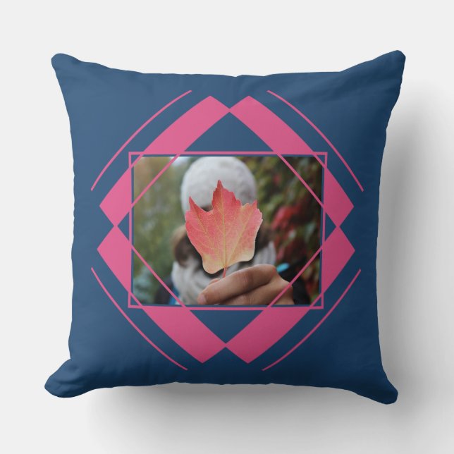 YOUR 2 PHOTOS in a Geometric Pattern throw pillow (Front)