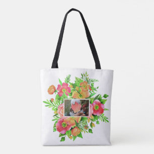 Your 2 Photos in Flower Frames custom bags
