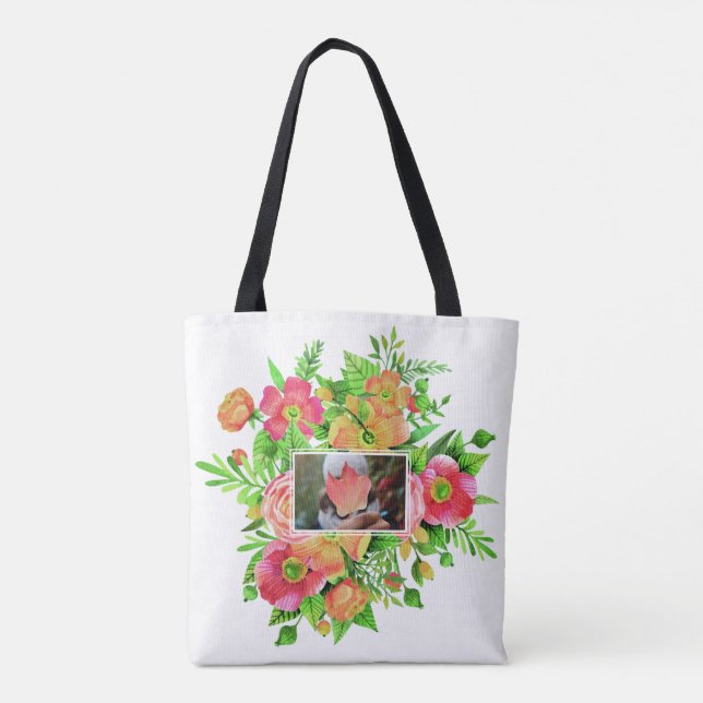 Your 2 Photos in Flower Frames custom bags (Back)