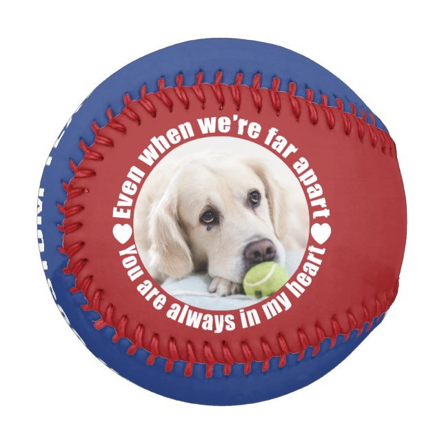 YOUR 2 PHOTOS & NAME Far Apart Love baseball (Front Left)