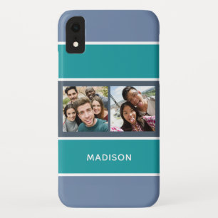 YOUR 2 PHOTOS & NAME Stripes Pattern phone cases