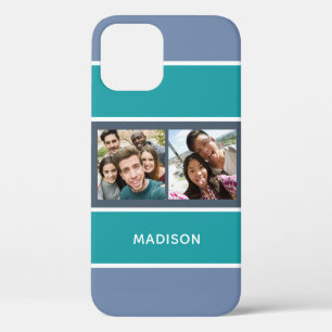 YOUR 2 PHOTOS & NAME Stripes Pattern phone cases
