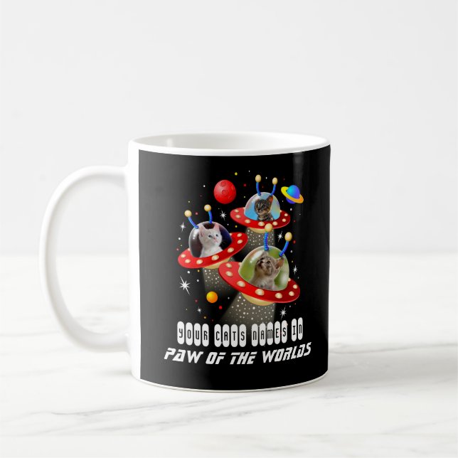 Your 3 Cats in an Alien Spaceship UFO Sci Fi Film Coffee Mug (Left)