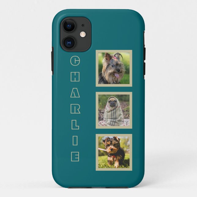 YOUR 3 PHOTOS & custom name phone cases (Back)