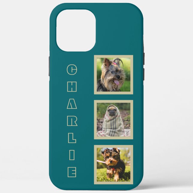 YOUR 3 PHOTOS & custom name phone cases (Back)