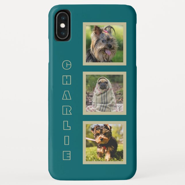 YOUR 3 PHOTOS & custom name phone cases (Back)