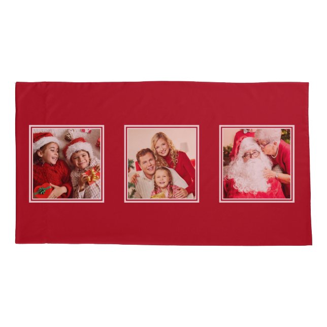 YOUR 3 PHOTOS custom  pillowcases (Back)