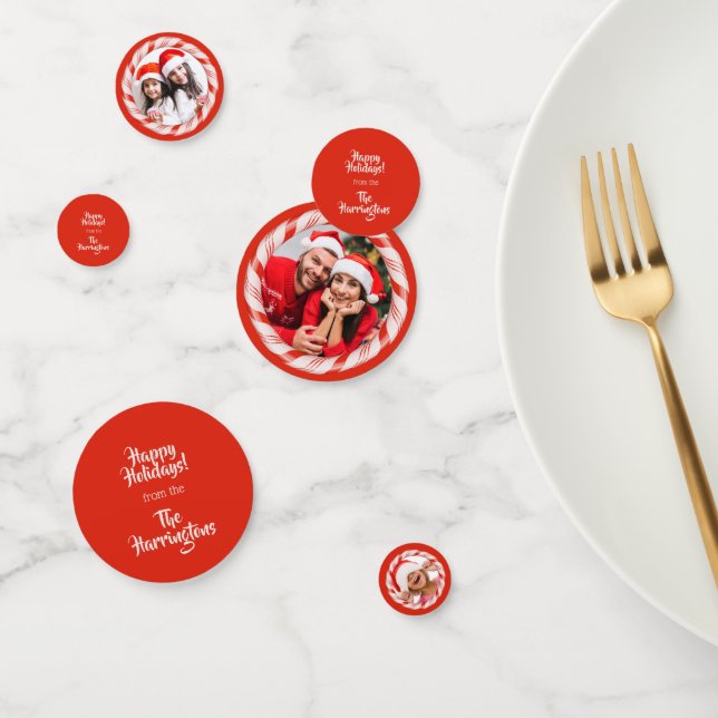 YOUR 3 photos in a Candy Frame custom text Confetti (Group)