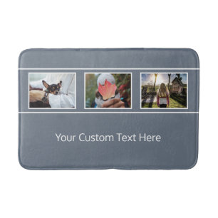 YOUR 3 PHOTOS & TEXT custom bath mats