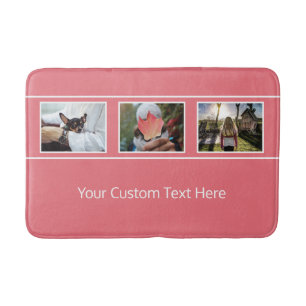 YOUR 3 PHOTOS & TEXT custom bath mats