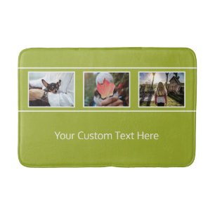 YOUR 3 PHOTOS & TEXT custom bath mats