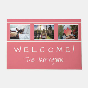 YOUR 3 PHOTOS & TEXT door mats