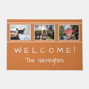 YOUR 3 PHOTOS & TEXT door mats