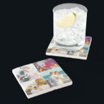 Your 4 Photo Rounded Marble Stone Coaster<br><div class="desc">Personalised 4 photo template stone drink coaster featuring 4 changeable photos and a rounded corners. A great unique gift for a loved one in the family.</div>