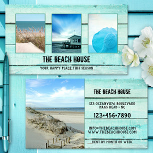 Your 4 Photos Aqua Turquoise Wood Portfolio  Business Card