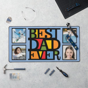 YOUR 4 Photos BEST DAD EVER Desk Mat