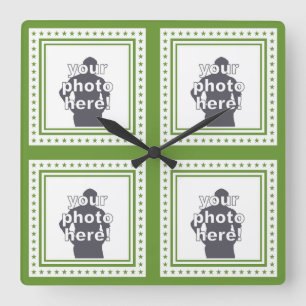 YOUR 4 PHOTOS custom colour wall clock