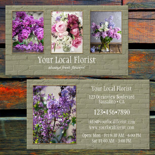 Your 4 Photos Green Brick Wall Florist Portfolio Business Card