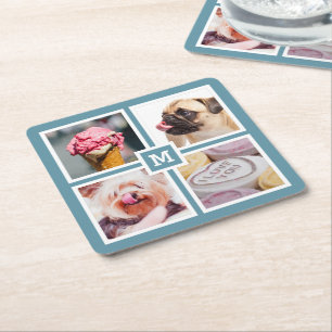 YOUR 4 PHOTOS & MONOGRAM coasters