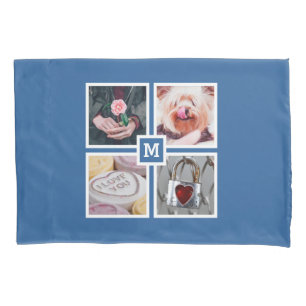 YOUR 4 PHOTOS & MONOGRAM reversible pillow case