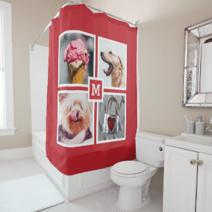YOUR 4 PHOTOS & MONOGRAM shower curtain