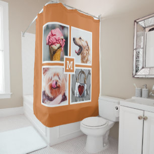 YOUR 4 PHOTOS & MONOGRAM shower curtain