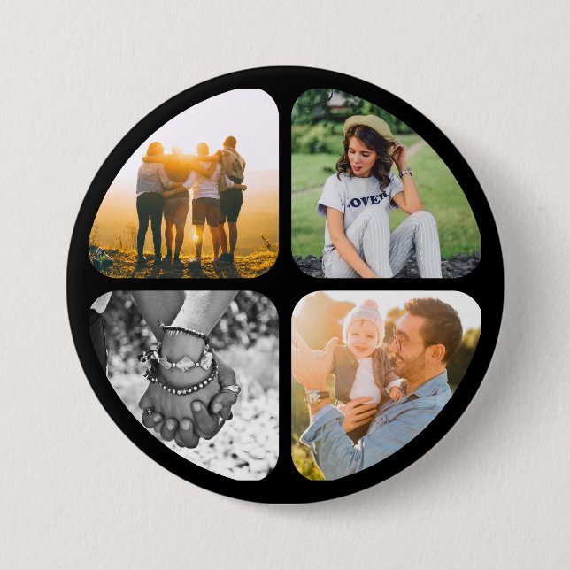 Your 4 Photos Pin Button Badge (Front)