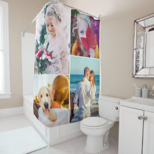 Your 4 Photos Rounded Frame Shower Curtain