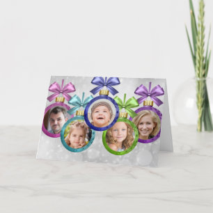 Your 5 Photos Ornaments Folded Holiday Card