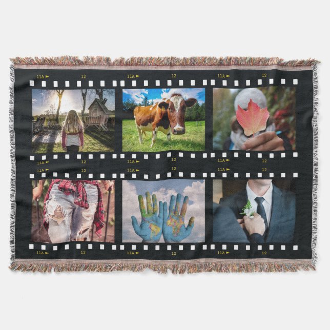 YOUR 6 PHOTOS custom template throw blanket (Front)